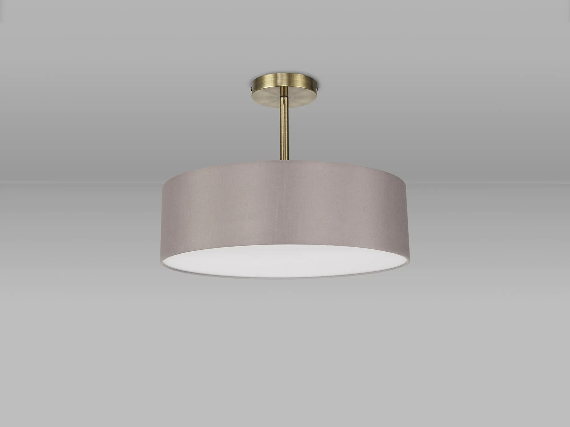 Baymont 45cm Semi Flush 5 Light Antique Brass, Grey/White DK0744  Deco Baymont AB GR